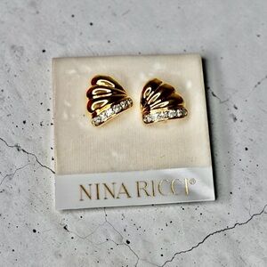 Nina Ricci Gold Earrings with Silver Accents